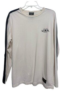 Polo Jeans Co Ralph Lauren Vintage Men's Long Sleeve Tee Size Medium Cream  Blue